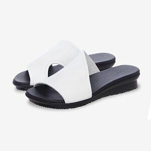Arche Aurane Leather Slide Sandals in White/Black Size 9.5